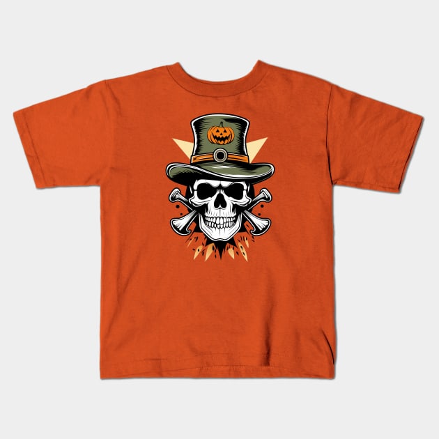 Skull with crossbones Halloween Kids T-Shirt by mirailecs